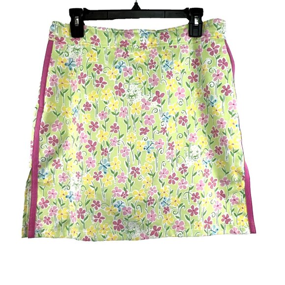 Lilly Pulitzer Vintage Sz 8 Skort White Label Cats Pink Yellow Green Blue - Picture 1 of 9